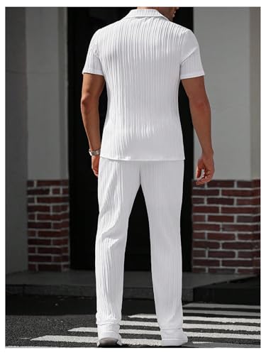SOLY HUX Men's Summer 2 Piece Suit Set Button Down Shirt and Pants Outfits Golf Outdoor Clothes3