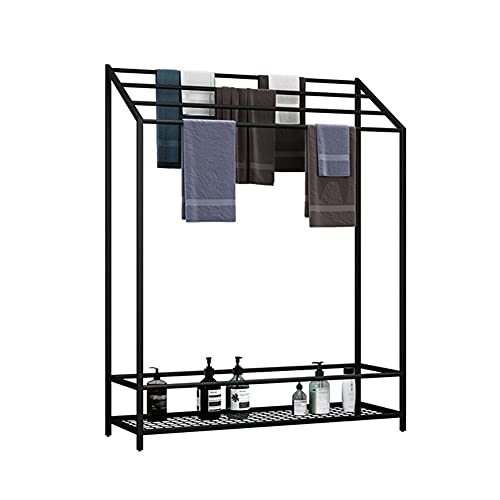 Toallero de pie de metal con 4 barras para toallas, accesorios de baño modernos, fácil instalación.