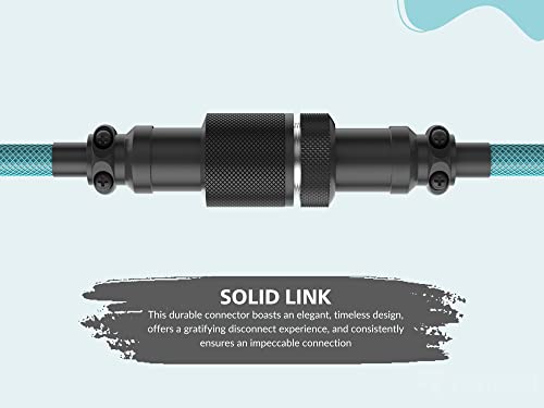 Image of Ranked Coiled Keyboard Cable | Handcrafted Double-Sleeved Braided Cable | USB Type C to A | 5-Pin Aviator Connector for Custom Mechanical Gaming Keyboard | Support Fast Charge 20W (Blue Malibu)