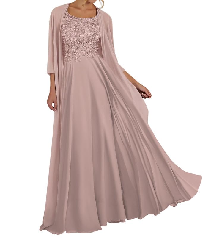 Mother of The Bride Dresses for Wedding Long Sleeve Chiffon Evening Dress Lace Formal Gowns with Jacket4