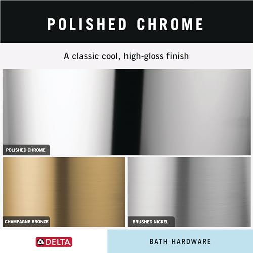Image of Delta 4-Piece Polished Chrome Bathroom Set Towel Rack, Ring, Toilet Paper Holder, Hook | Nicoli Bath Accessories
