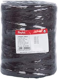 Rayher Hobby Rayher Hobby Rayher 4200301 przędza jutowa, potrójna, 3,5 mm ø, szpula 280 m, kolor czarny, sznurek jutowy, sznurek do wiązania, sznurek dekoracyjny, sznurek jutowy