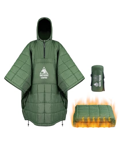 OneTigris Outdoor Decke, Camping Poncho mit Kapuze, für Wandern und Reisen