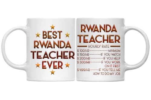 Rwanda Teacher Mug, Hourly Rate Rwanda Teacher Gifts for Coworkers