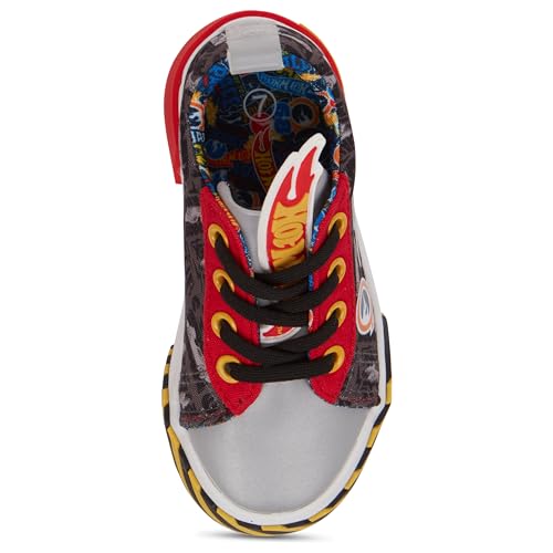 Hot Wheels Toddler Boy Sneakers - Cars, Trucks, Tracks and Engines - Checkered Flag Race Car Lace Up Kids Sneakers4