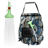 Bolsa Solar de Ducha, Upkey 20L Bolsa de Ducha de Camper concalefacción Solar para acampa con Manguera y Cabezal de Ducha para Viajes al Aire Libre, Escalada, Senderismo