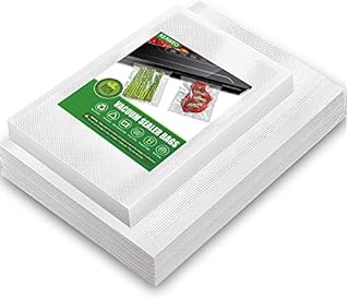 KEAWEO Vacuum Sealer Bags, 100 PCs Embossed Food Saver Bag for Sous Vide Cooking, Microwave, Freezer, Food Storage Preservation, Reusable BPA Free Fit All Sealer Machines (15x25cm 50PCs/20x30cm 50PCs)
