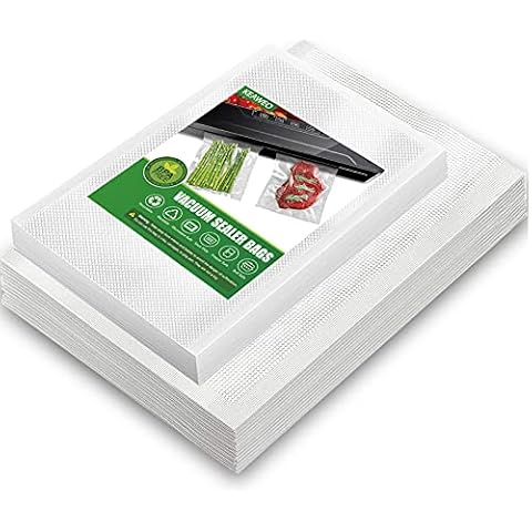 KEAWEO Vacuum Sealer Bags, 100 PCs Embossed Food Saver Bag for Sous Vide Cooking, Microwave, Freezer, Food Storage Preservation, Reusable BPA Free Fit All Sealer Machines (15x25cm 50PCs/20x30cm 50PCs) Cover