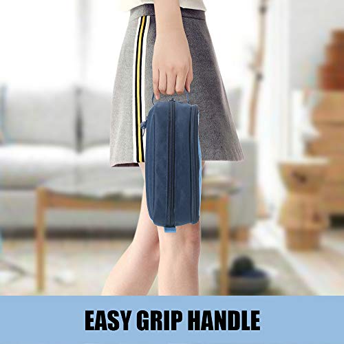 Image of Sooez High Capacity Pencil Case, Big Pencil Bag Pouch Box Organizer Pen Case, Portable Journaling Supplies with Easy Grip Handle & Loop, Asthetic Supply for Girls Adults, Blue