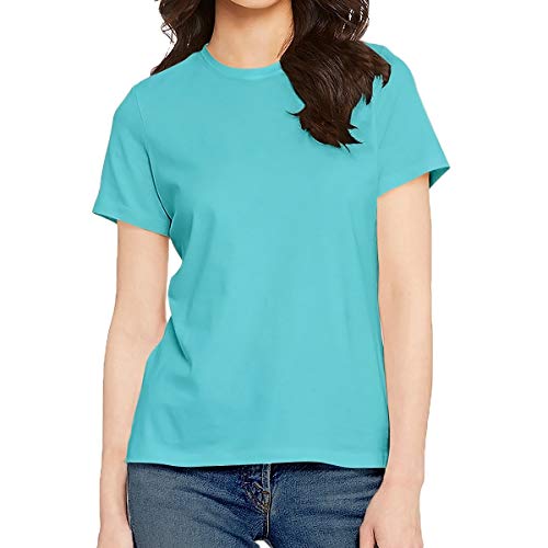 Image of Pooplu Women's Regular Fit Premium Plain 100% Cotton Round Neck Half Sleeves Multicolour Pootlu T Shirt. Casual, Stylish, Trending, Symbol Tshirts