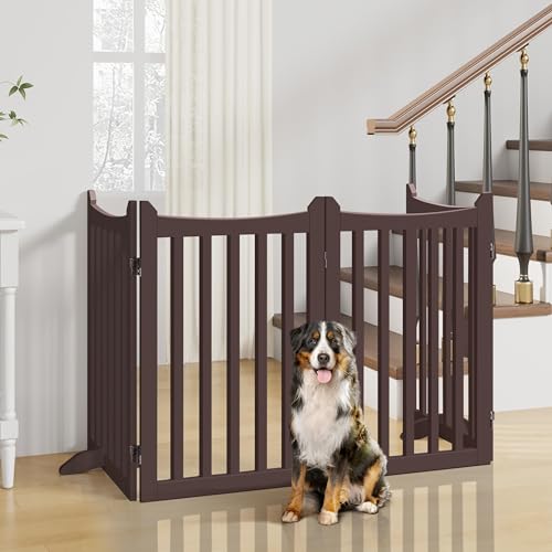 Yaheetech 36″ H Extra Tall Freestanding Pet Gate 4-Panel Wooden Dog Fence with 2 Support Feet Folding Dog Gate for Indoor, Stairs, Doorway, Halls, Kitchen Wooden Pet Barrier Espresso, 79.5″ L x 36″ H Yaheetech 36″ H Extra Tall Freestanding Pet Gate 4-Panel Wooden Dog Fence with 2 Support Feet Folding Dog Gate for Indoor, Stairs, Doorway, Halls, Kitchen Wooden Pet Barrier Espresso, 79.5″ L x 36″ H
