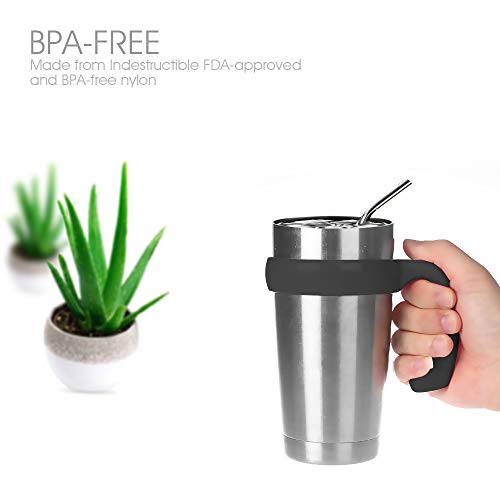 Aliensx Tumbler Handle For Yeti 20Oz Rambler Cup, Anti Slip Travel Mug Grip Cup Holder For Stainless Steel Tumblers, Yeti, Ozark Trail, Rtic, Sic And More Tumbler Mugs (Black) #TOP4