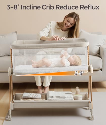 Image of Fodoss Baby Bassinets Bedside Sleeper - 3-in-1 Stable Bassinet for Newborns