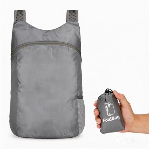 Mochila ligera plegable para senderismo y camping gris miniatura 1