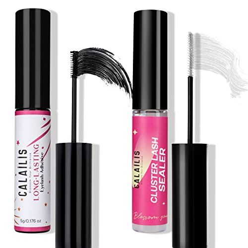CALAILIS Lash Bond and Seal - Cluster Lash Glue for Extensions, Super Strong Hold, Long Lasting 48-72 Hours, Latex Free, Suitable for Sensitive Eyes