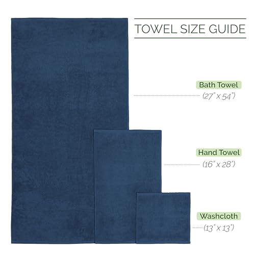 Image of Elegant Comfort 4 Lines Viscose Stripe 6-Piece Premium Towel Set - 100% Turkish Cotton High Absorbent Luxury Bathroom Towels - Includes 2 Washcloths, 2 Hand Towels and 2 Bath Towels Set, Navy Blue