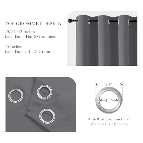 Image of PONY DANCE Cafe Curtains 24 inch Length, Short Blackout Drapes for Bathroom Kitchen, Thermal Insulating Privacy Mini Camper Curtains for Kids Bunk Small Windows(2 Panels, W 29 x L 24 inches, Grey)