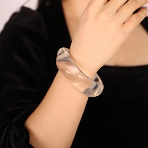 Image of JWICOS Resin Bangle Bracelet for Women Acrylic Cute Chunky Bracelet for Women Exaggerated Irregular Acrylic Resin Wristband Bracelet Bangle
