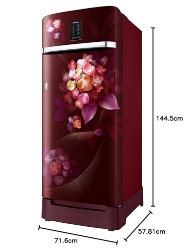 Image of Samsung 215L 3 Star Inverter Direct-Cool Single Door Digi-Touch Refrigerator Appliance (RR23C2F23HT /HL,Hydrangea Plum) Base Stand Drawer