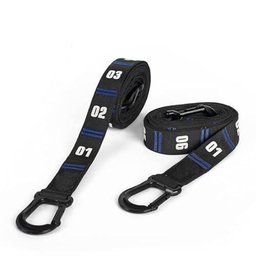 Image of Adjustable Numbered Straps for Gymnastic Rings Steel Carabiners Quick Hook System Easy to Set Up One Pair Strap Only (Blue)