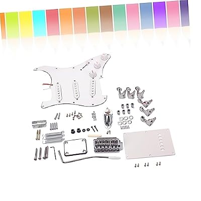 DIY Electric Guitar Kit Style Complete Accessories with Tremolo Bridge Pickguard Single Coil Pickups Volume Tone Controls for Guitar Building Enthusiasts
