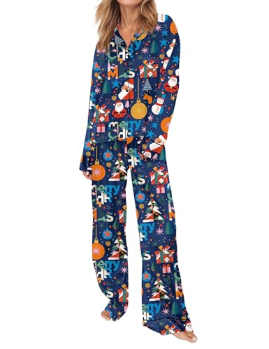 Image of SHESHOW Satin Pajamas for Women Set Long Sleeve Button Down Sleepwear 2 Piece Nightwear Women Pjs Sets Size XS-XXL