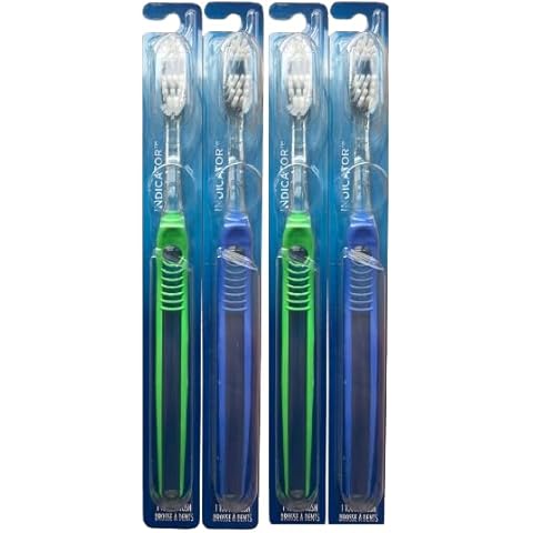Oral Basics Indicator Toothbrush, Compact 35 Soft, Flat Trim, Individually Packaged, Assorted Colors, Value Bundle - Pack of 4 Cover