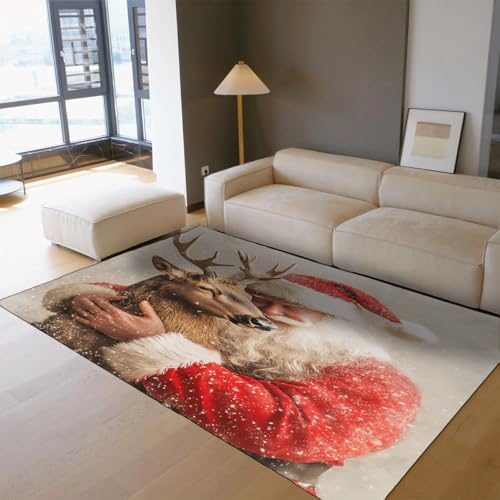 Tapis Noël Renne antidérapant pour sécuriser et réchauffer le salon
