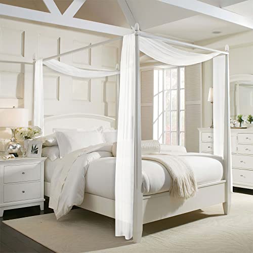 Ryb Home White Sheer Curtains For Canopy Bed, Living Room Decor As Ceiling Drapes Window Scarf Table Runner Outdoor Curtains For Wedding Arch Backdrop, Wide 60 In X Long 216 In Per Panel, 2 Pieces #TOP5