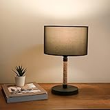 Matière :- structure : métal + corde de jute- abat-jour : tissu (100 % polyester)Dimensions :- hauteur totale : 37 cm- abat-jour (hauteur x diamètre) : 13 x 24 cm- longueur de câble : 150 cm