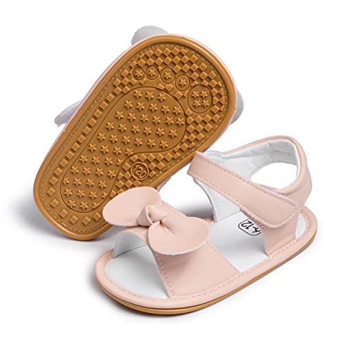 Image of Babelvit Infant Baby Girl Boy Sandals Comfort Premium Summer Outdoor Casual Beach Shoes with Flower Bowknot Anti Slip Rubber Sole Newborn Toddler Prewalker First Walking Shoes