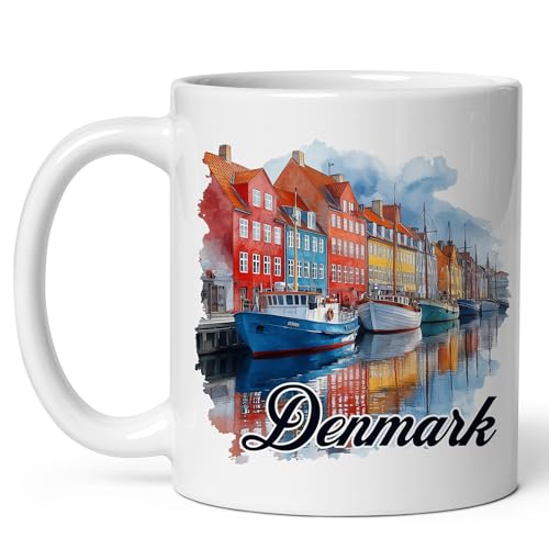 Denmark Ceramic Coffee Mug 11oz Europe Destination – Tea Coffee Mug with Comfortable Grip – Unique Travel Gift Cup for Office or Home – Vibrant Long-Lasting Print ID44991