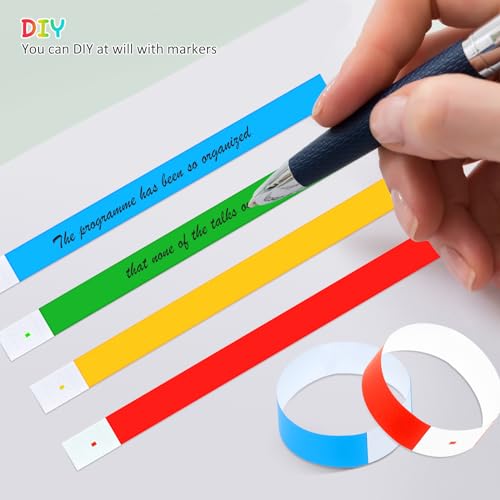 500 Stück Partybänder, Festival Armbänder, Papierarmbänder, Event Handgelenkband, Handgelenk Party Bänder, 19 x 25mm, für Veranstaltungen/Festival/Konzerte und Papierarmband (5 Farben) (5 Farben)