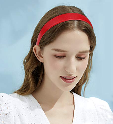 Foto von Haarreif Damen 10 Stk Vintage Rutschfeste PU-Leder Mehrfarbig Breit Haarband stirnband für Frauen Mädchen