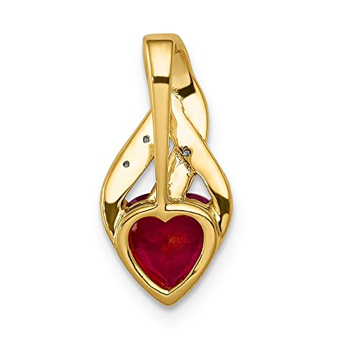 Diamond Pendant Charm 14K Yellow Gold Fine Gemstone Jewelry Ruby Lab Created Diamond 0.01ct 1.15ct3