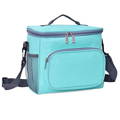 Isolierte Kühltasche mit breiter Öffnung, wasserdicht, auslaufsicher, für Herren, Damen, Arbeit, Büro, Mädchen, Kinder, Outdoor, Picknick, blau-grün Cover
