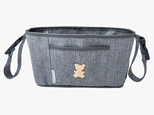 Bolsa Organizadora Porta Treco Para Carrinho De Bebê Cinza Espera Feliz