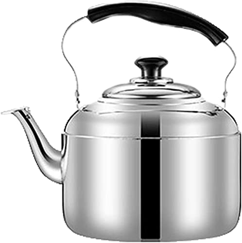 RUHEN SilbidoHervidor de Agua para Cocina de Gas, Gran Capacidad, Silbato Plateado, Acero Inoxidable, con Mango Resistente al Calor, para Camping.