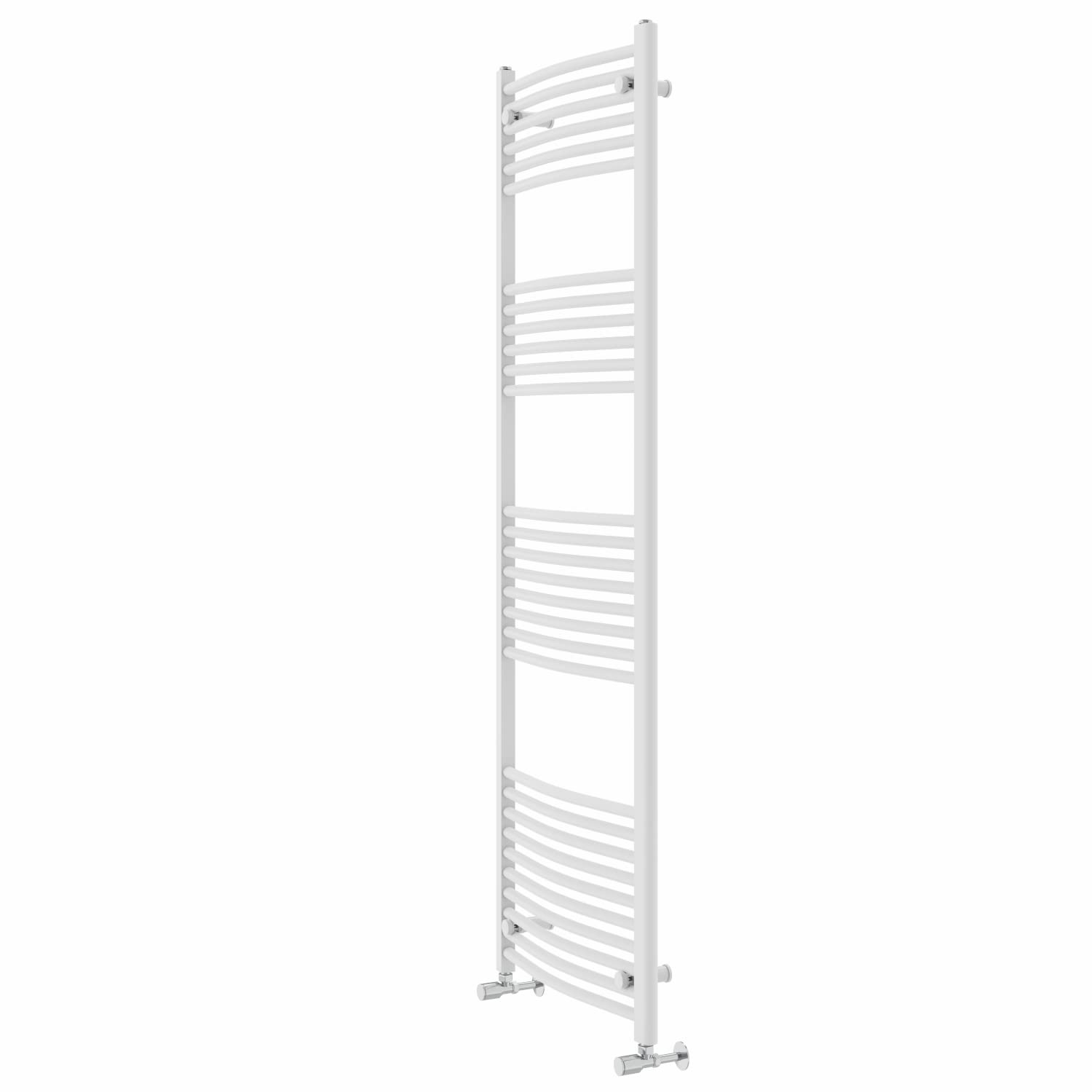 Warmehaus White Contemporary Curved Bathroom Heated Towel Rail Radiator Rad 1800 X 600Mm