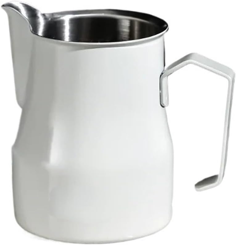 milk frothing pitcher, 300/450ml Pink Milk Frothing Pitcher Stainless Steel Espresso Steaming Cup With Measurement Scale For Latte Art Barista,for coffee machines(White 300ml)