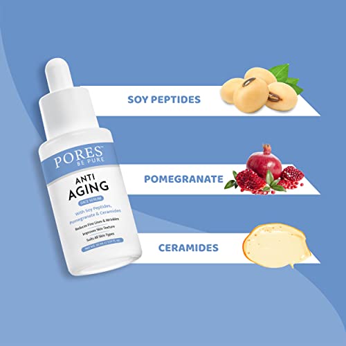 Image of PORES Be Pure Anti Aging Face Serum with Retinol & Hyaluronic Acid | Fine Line & Wrinkle Reducer for Youthful Glow | Skin Firming & Brightening Serum for Women & Men | All Skin Types - 30ml