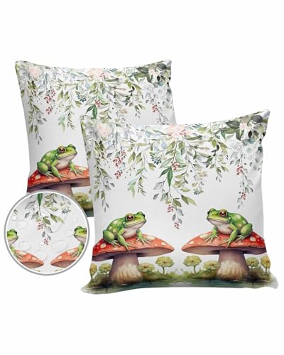 LEOKOTI Mushroom Frogs Outdoor Pillow Covers 18