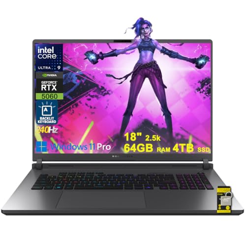 Image of ASUS ROG Strix G18 G815 Gaming AI Laptop 18 inch 2.5k 240Hz 3ms 100% DCI-P3 Intel 24-core Ultra 9 275HX 64GB DDR5 4TB SSD GeForce RTX 5060 (Up to 572 AI Tops) RGB Backlit Thunderbolt Win11Pro ICP Hub