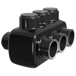 OhLectric Multi Cable Connectors with 3 Wire Ports - Dual Entry Polaris Connector - Black Insulated Vinyl Coated Wire Connectors - Aluminum Connector for CU9AL Wires - Pack of 2 - OL-47181