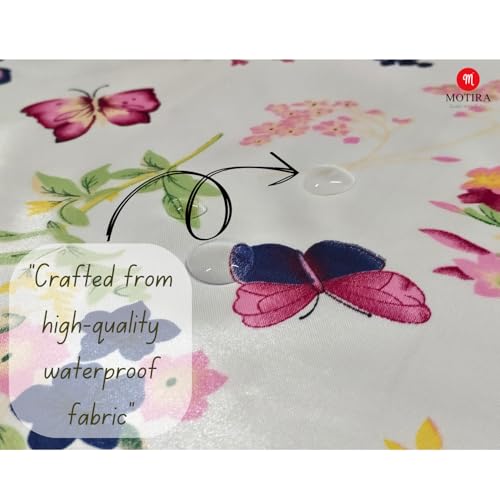 Image of Multi Floral Print Fridge Cover with Side Pockets|Fridge Top Cover|Refrigerator Cover|Single Door|Washable Material|4 Utility Pockets (Bird White, 55 * 120CM)