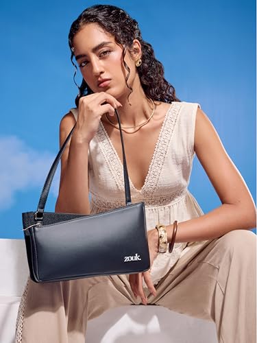 Image of ZOUK Kiya Small Shoulder Bag for Women - Dual-Sided Shoulder Bag with Criss-Cross Design| Handcrafted Purse with Dual Zipper Compartments & Water-Resistant Lining |