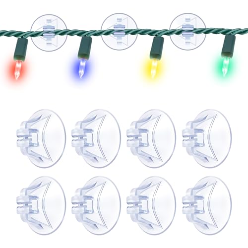 Gcstnn 50 x Saugnapf für Lichterkette Lichterketten Saugnäpfe mit Kabel-Schlitz zur Befestigung von Lichterkette und Deko an Fenster Transparent Saughaken Noppen für Fenster Ø 33 mm