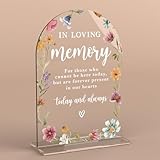 In Loving Memory Acrylic Wedding Sign Memory Table Sign Modern Calligraphy Arch Acrylic Table Top Signs for Wedding Reception and Event Party Decor (Wildflowers)