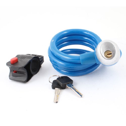 Aexit 1.2m Long Bike Locks Key Locking Blue Plastic Shielded Steel Cable Lock for U-Locks Bike Bicycle