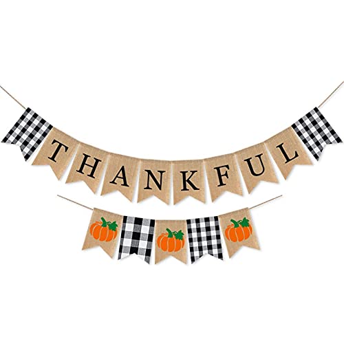 SWYOUN Jute-Banner mit Büffelkaro und Karomuster, Schwarz und Weiß Cover